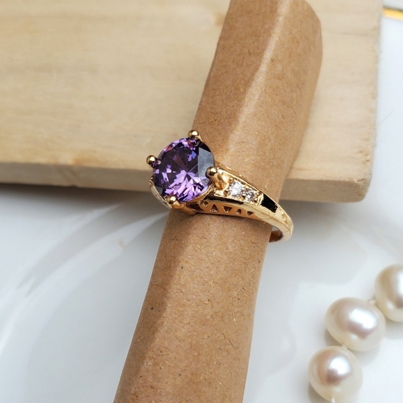 ๐ซ Stunning Amethyst Gold Ring size 6 - Picture 3 of 8